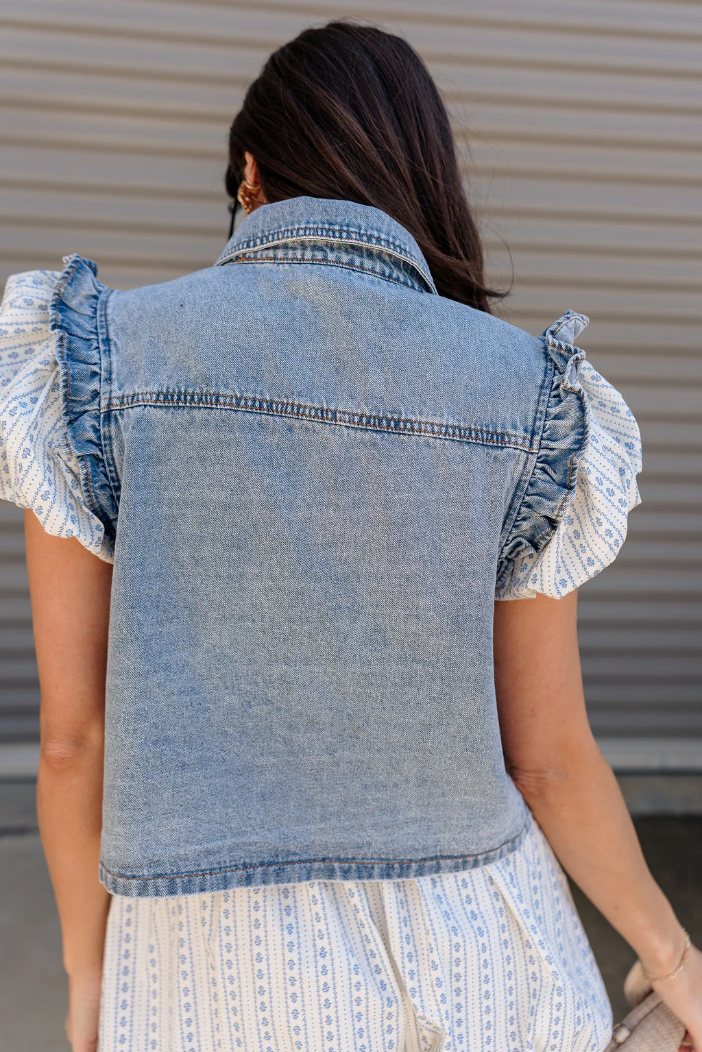 Trinity Light Denim Ruffle Vest - Image 4