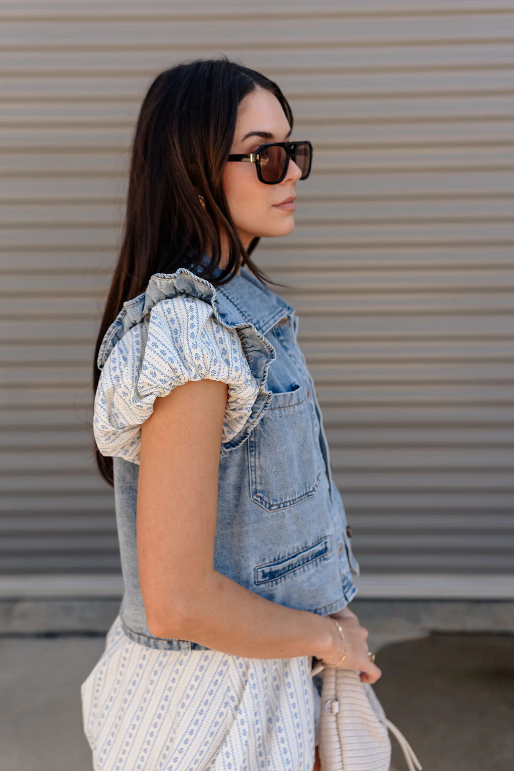 Trinity Light Denim Ruffle Vest - Image 9