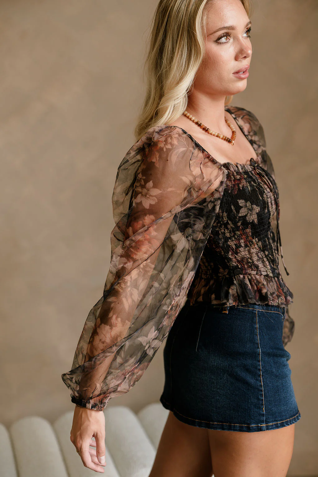 Trisha Floral Mesh Long Sleeve Top - Image 7