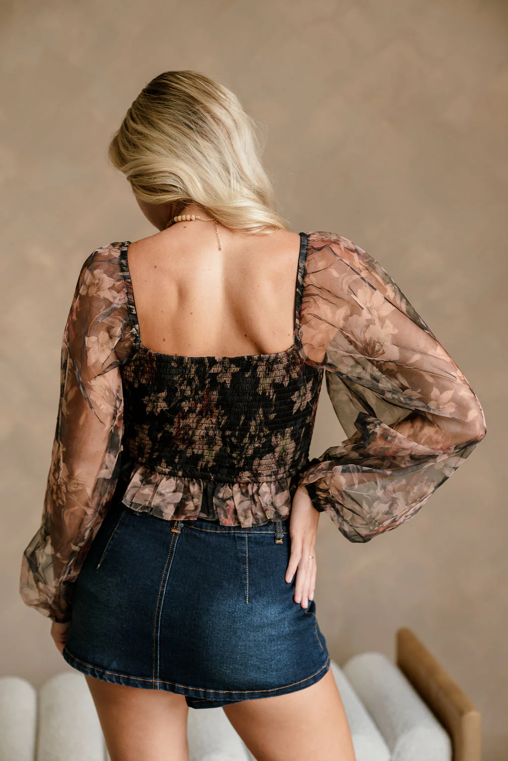 Trisha Floral Mesh Long Sleeve Top - Image 9