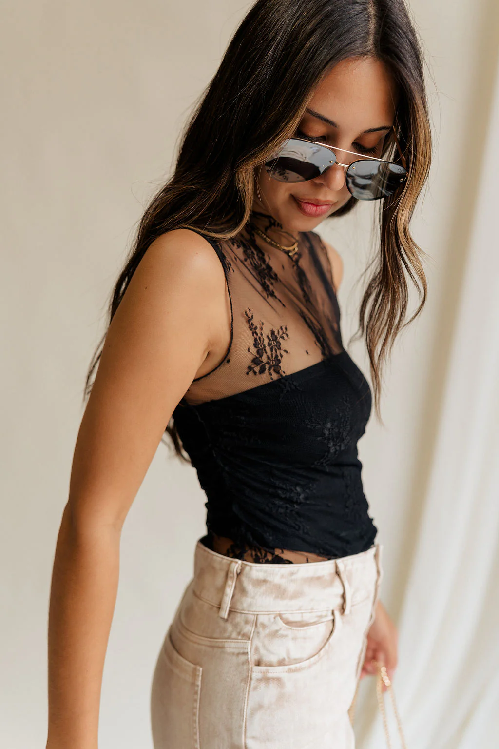 Trisha Lace High Neckline Tank - Image 4