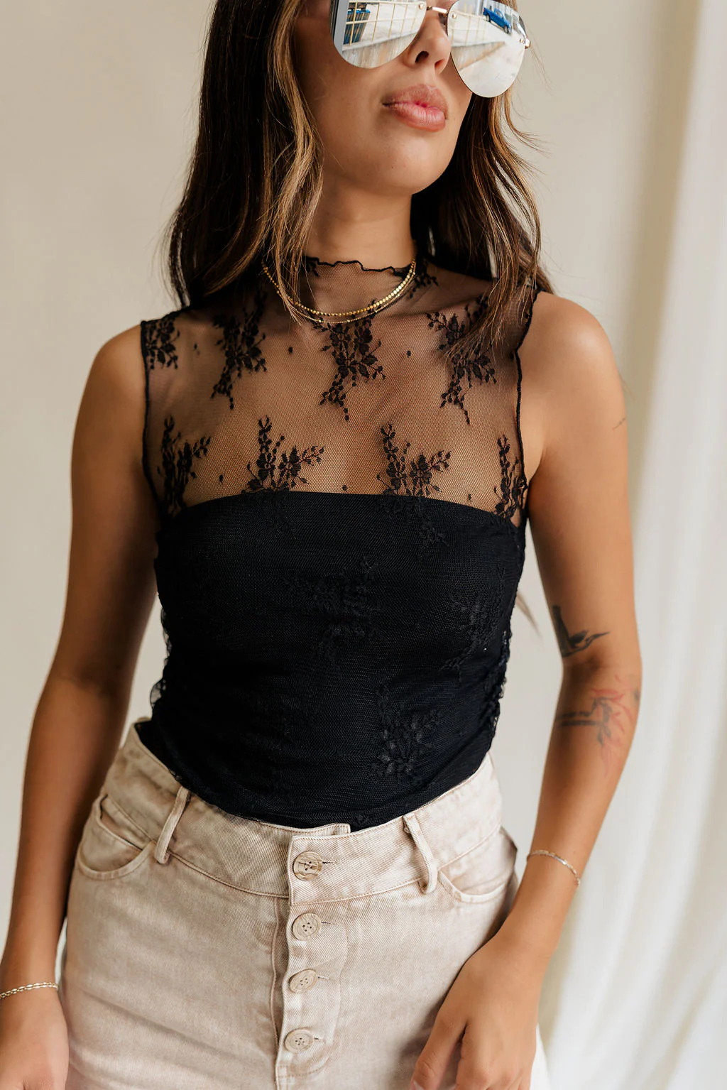Trisha Lace High Neckline Tank - Image 5