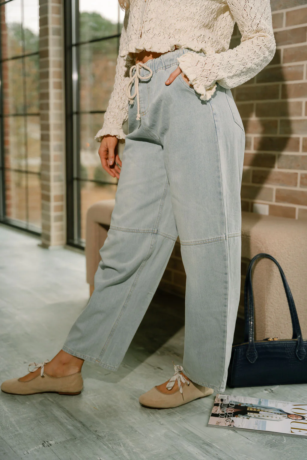 Trista Barrel Leg Drawstring Jeans - Image 6