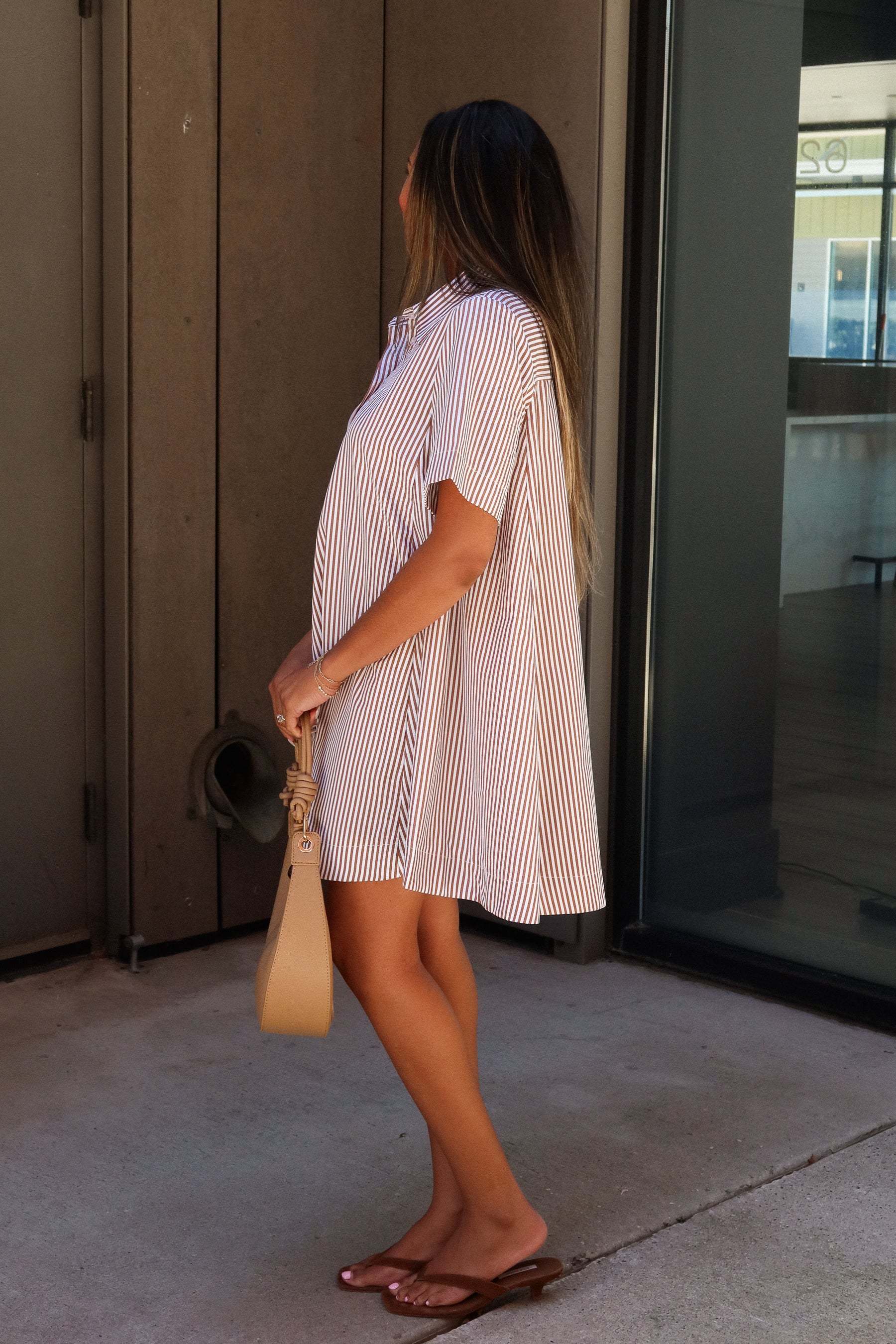 Trista Brown & White Striped Mini Dress - Image 6