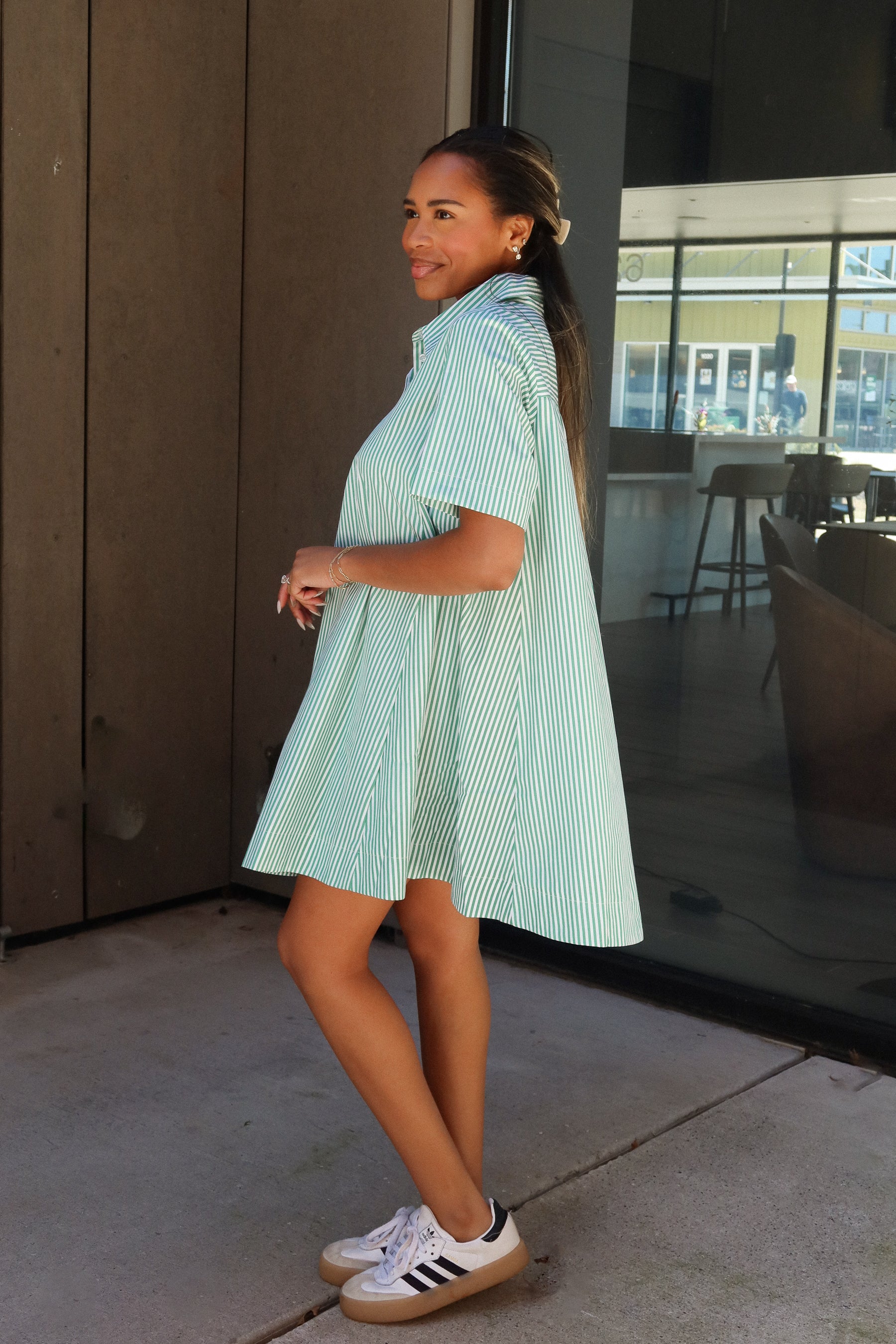 Trista Green & White Striped Mini Dress - Image 5