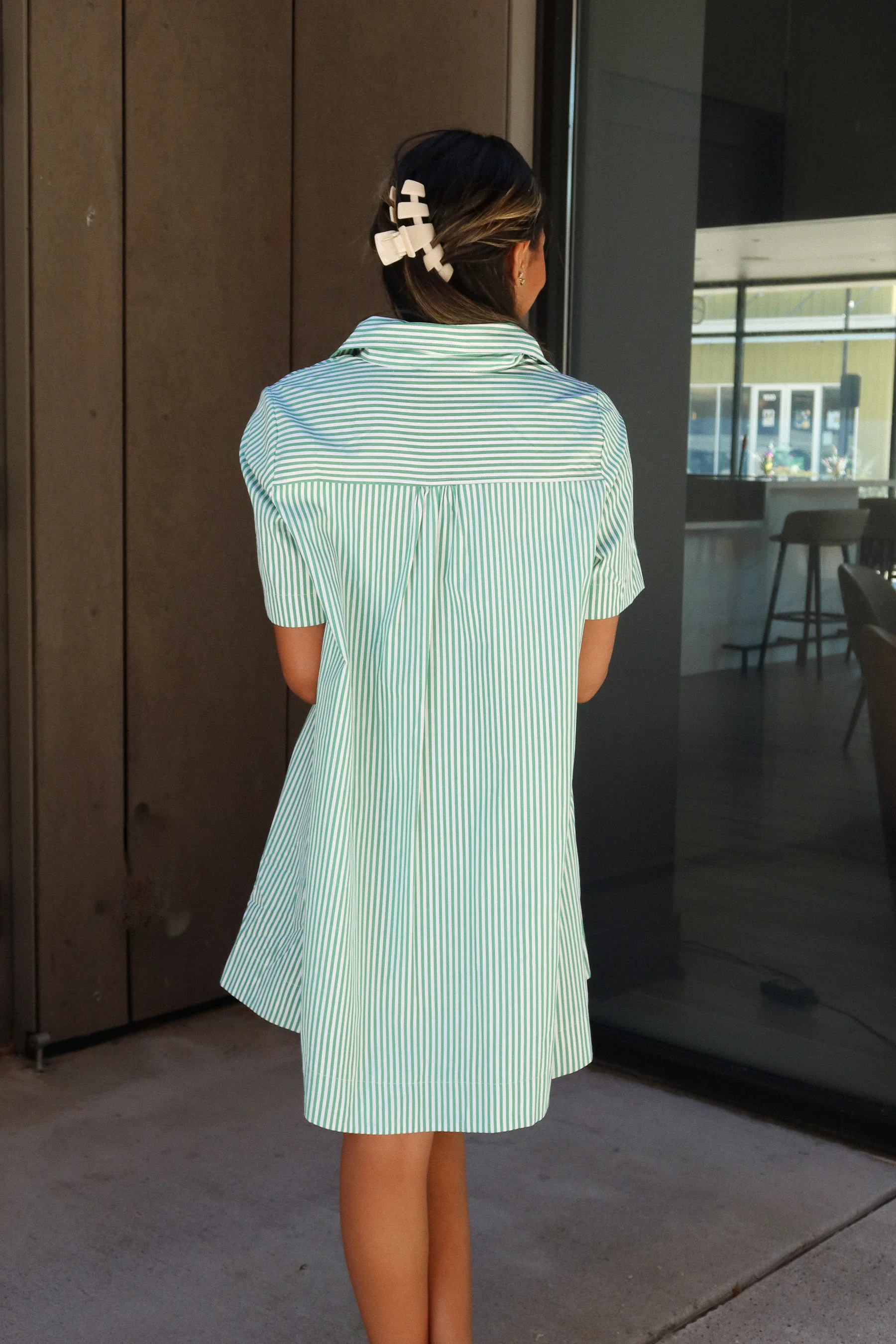 Trista Green & White Striped Mini Dress - Image 6