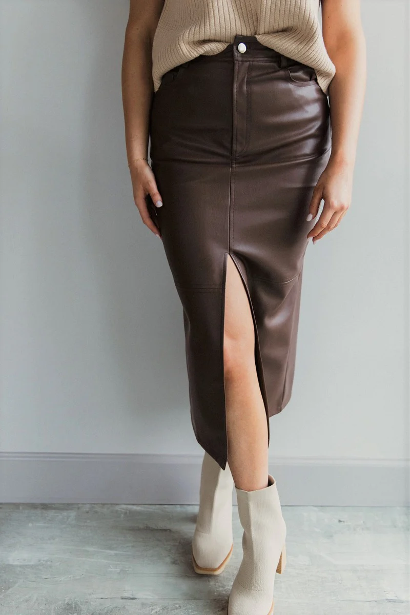 Trouble Maker Pleather Midi Skirt - Image 4
