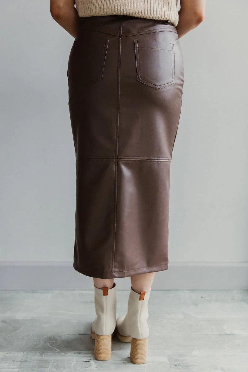 Trouble Maker Pleather Midi Skirt - Image 5