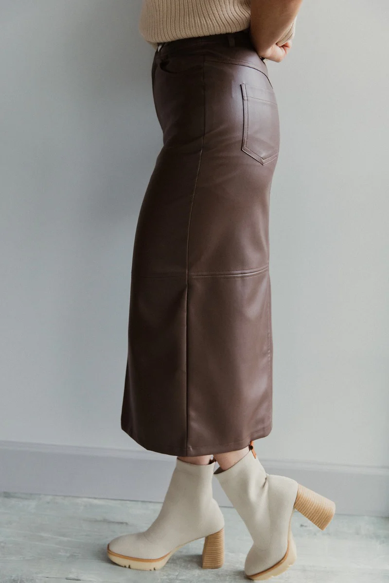 Trouble Maker Pleather Midi Skirt - Image 6