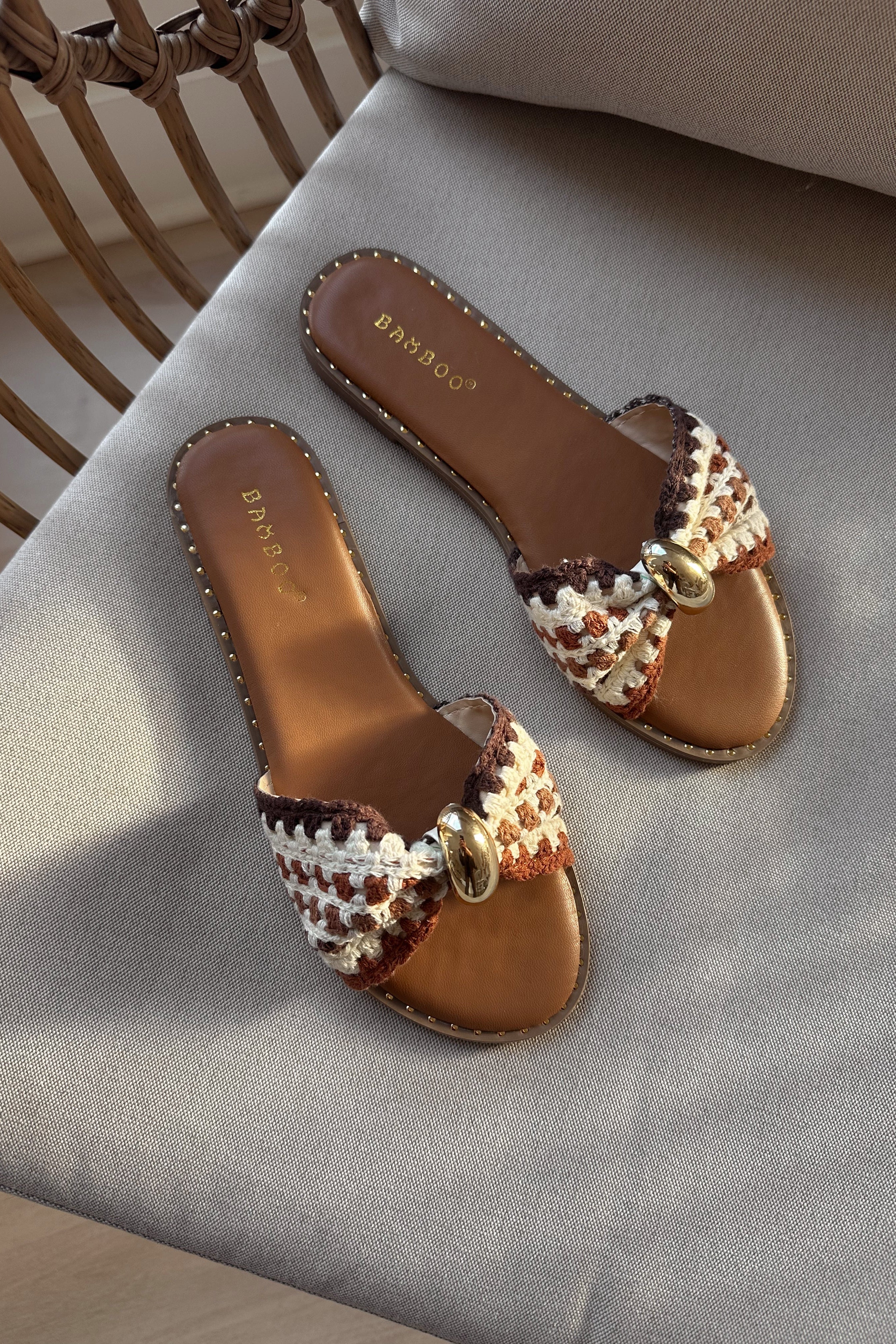 Twinkle Brown Multi Crochet Slide Sandal - Image 3