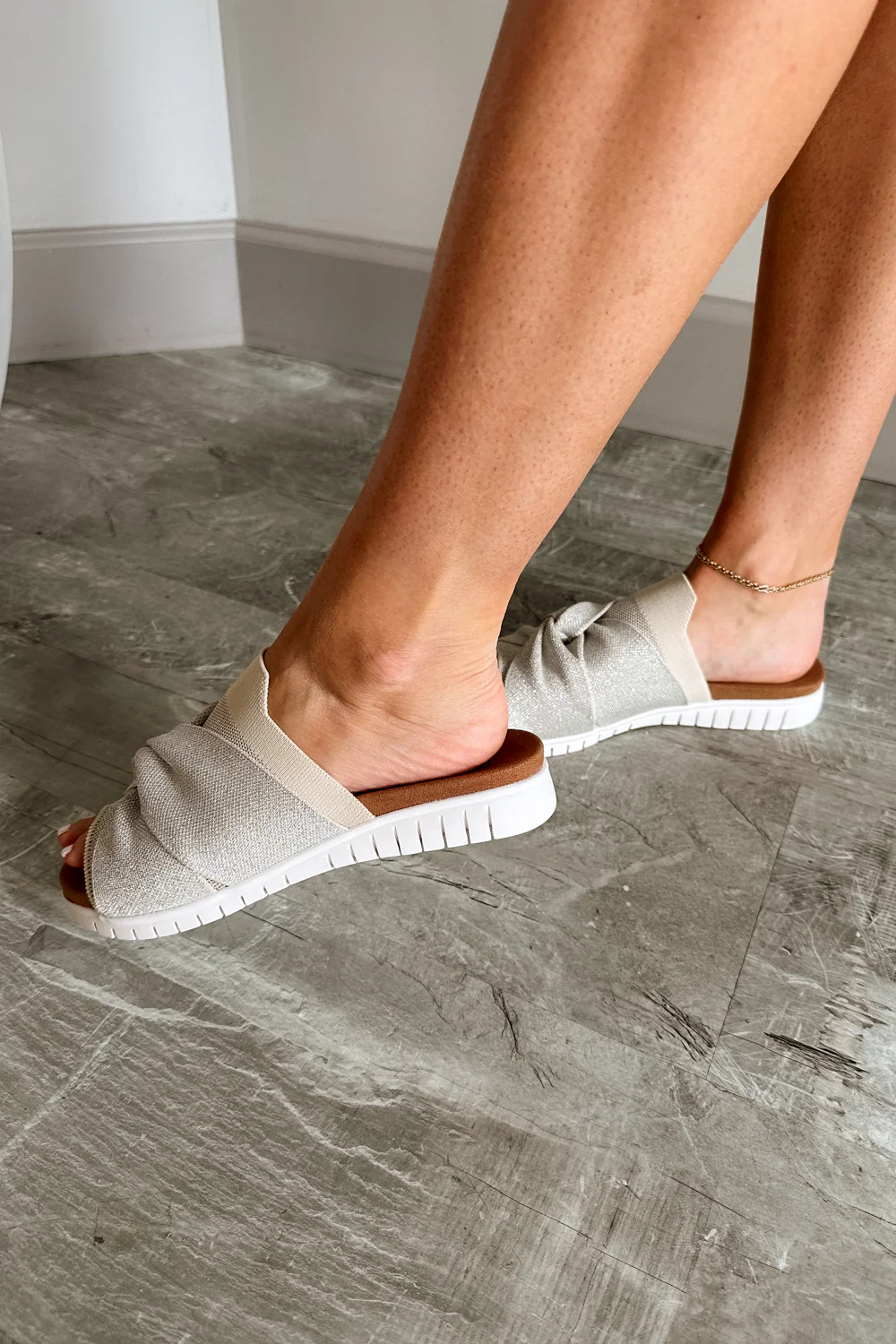 Twist Sandal in Nude Silver - Image 2