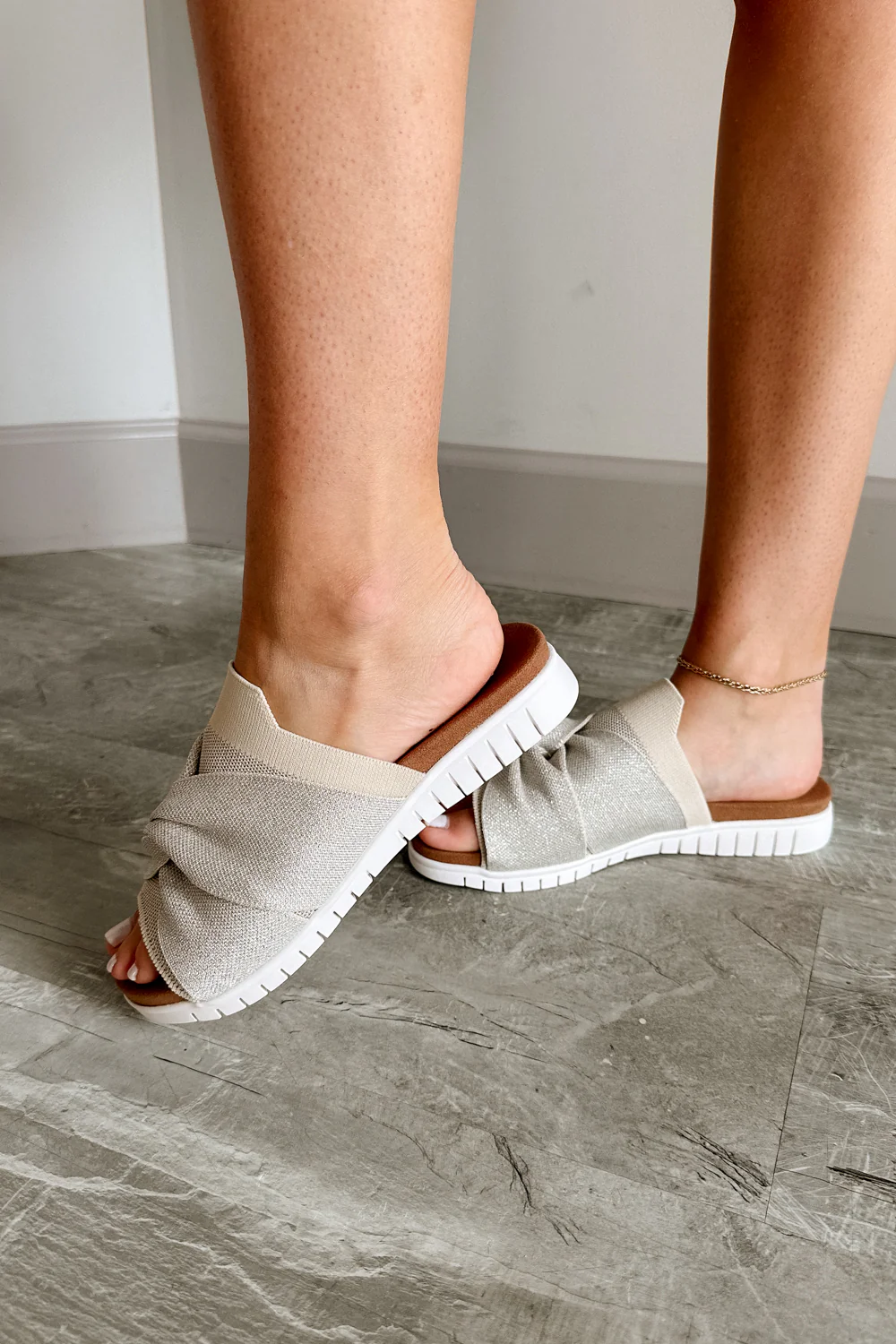 Twist Sandal in Nude Silver - Image 3