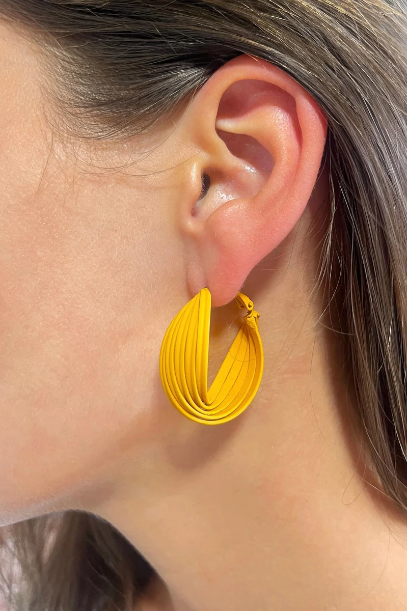 Twisted Up Earrings in Mustard