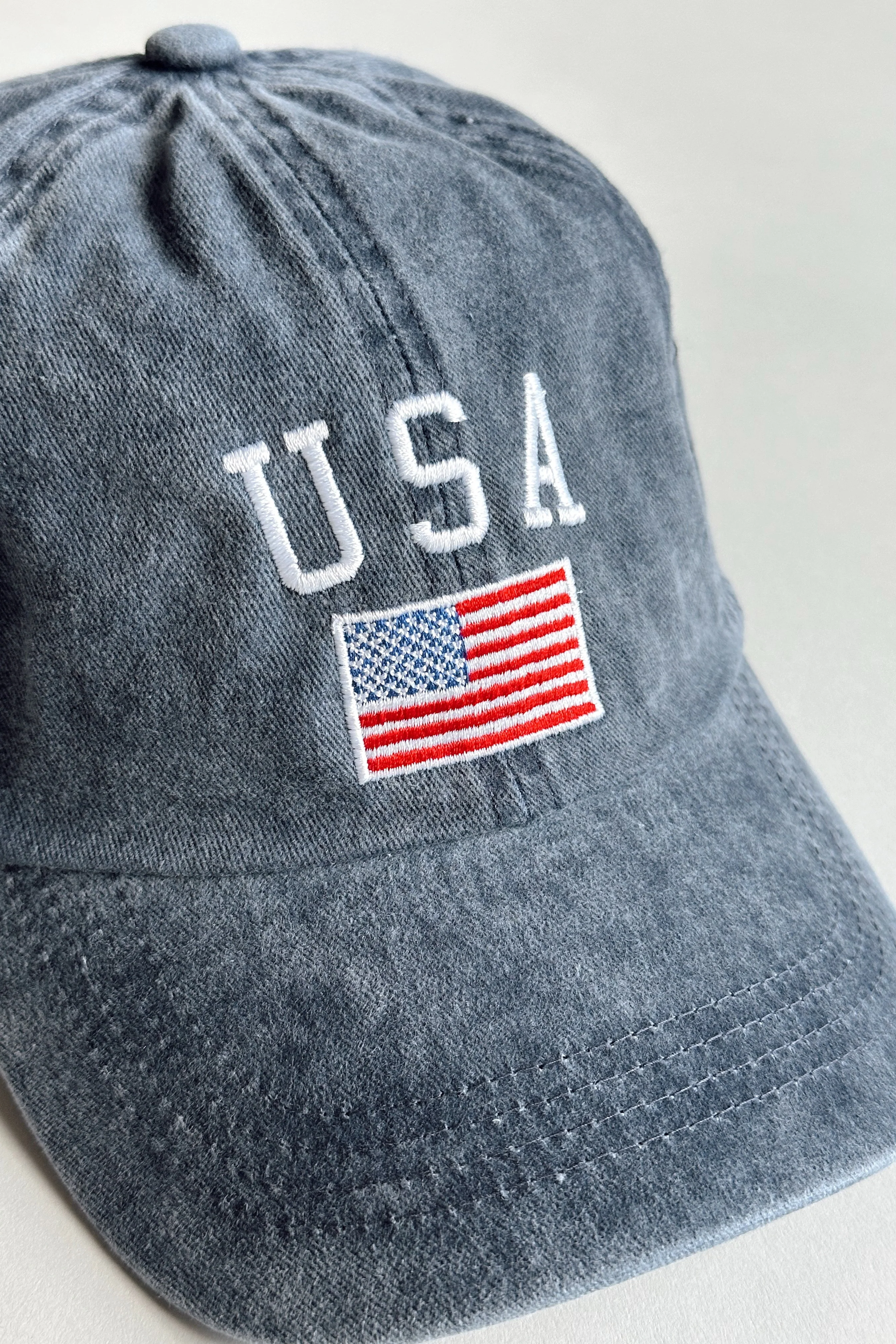 USA American Flag Washed Denim Baseball Hat - Image 3