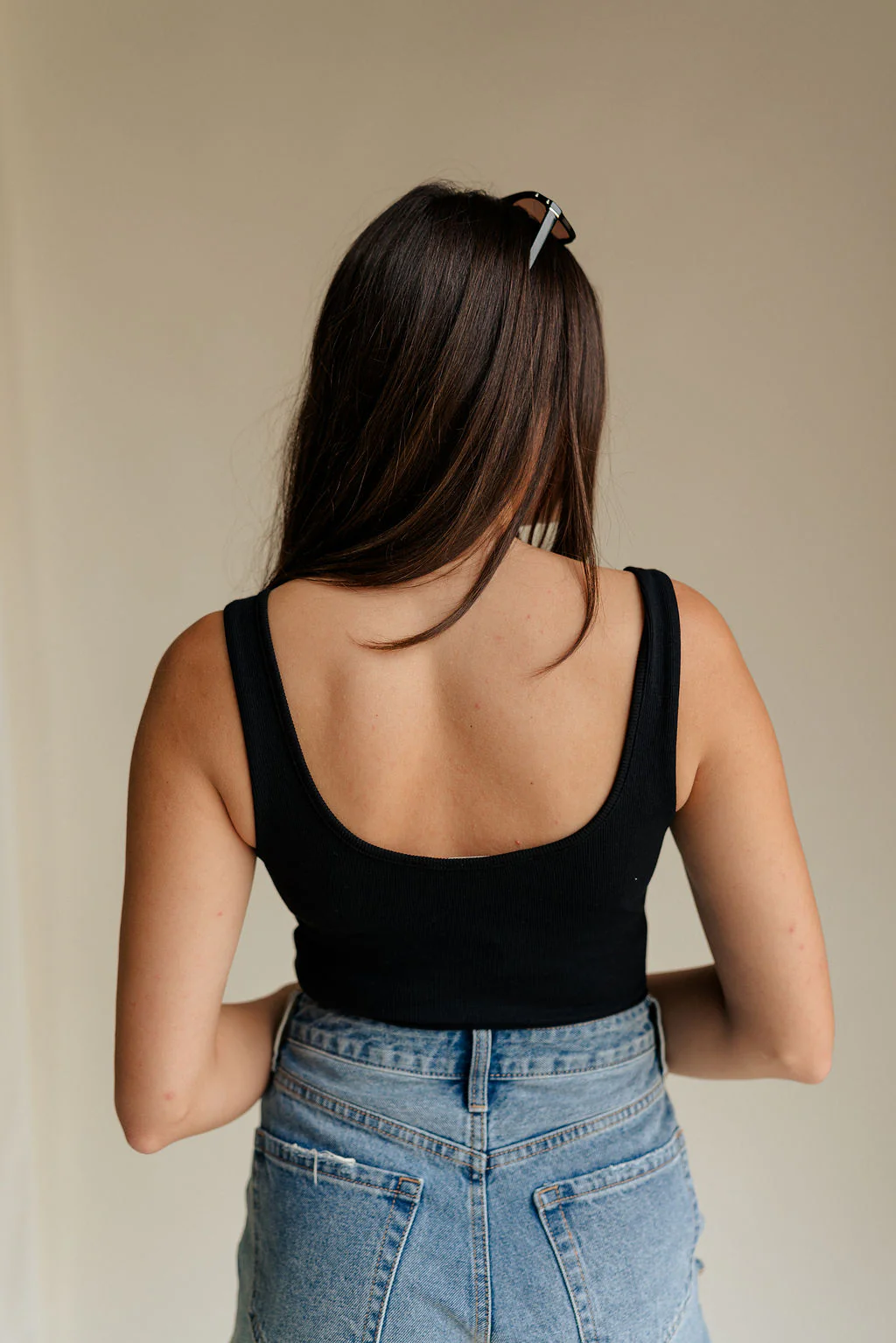 USA Black Ribbed Sleeveless Bodysuit - Image 9