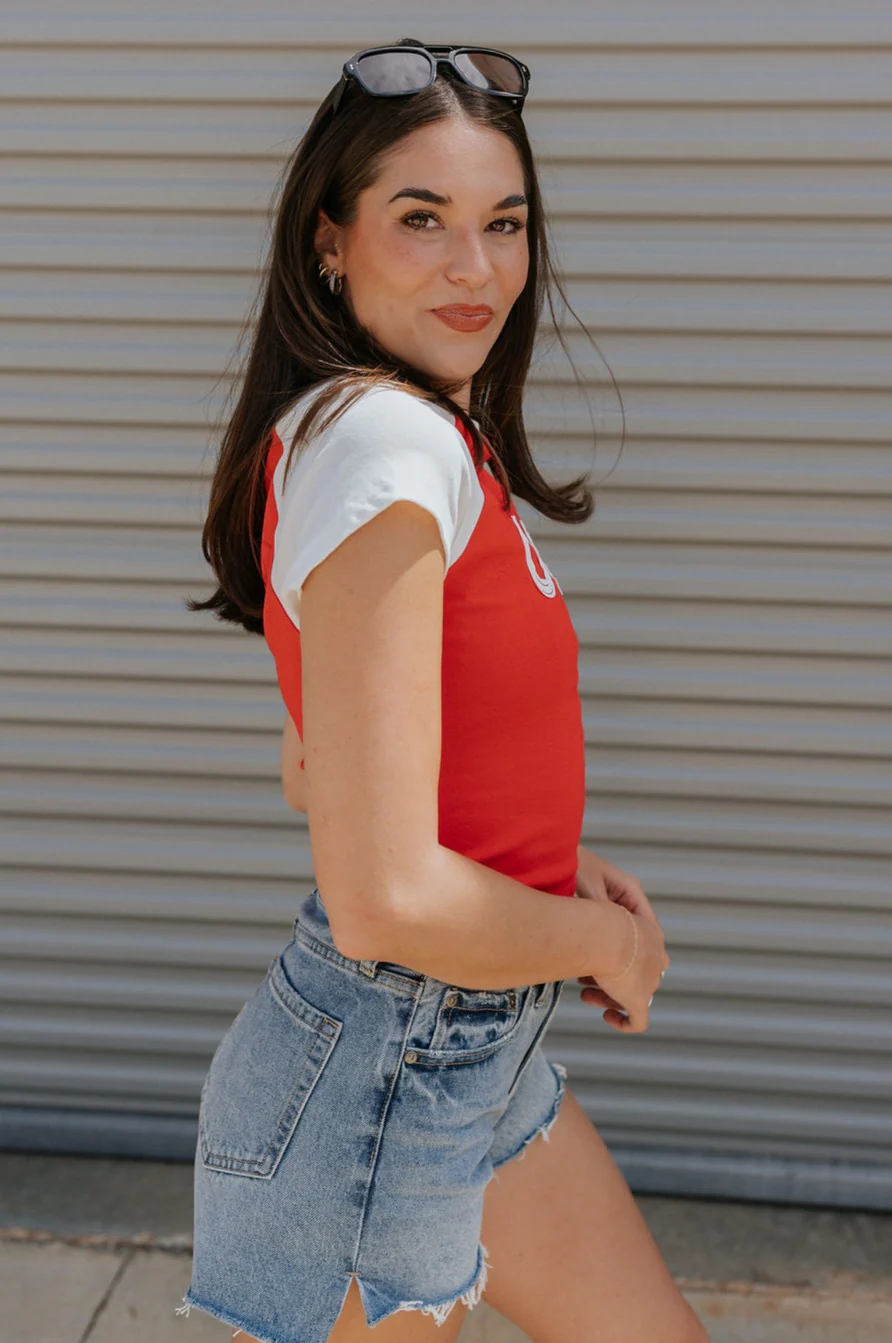USA Red & White Short Sleeve Top - Image 3