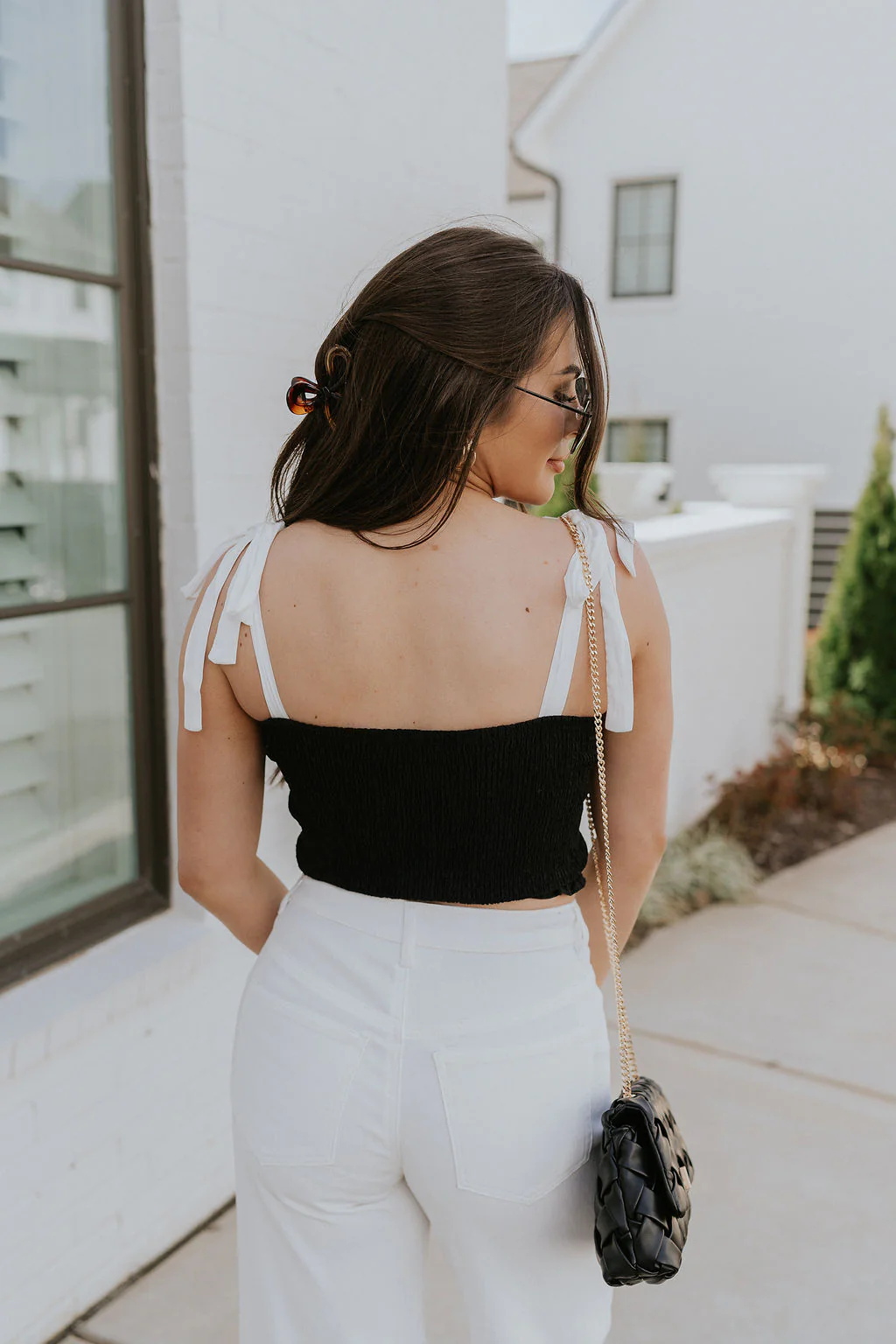 Reese Black & White Cropped Tank Top - Image 3