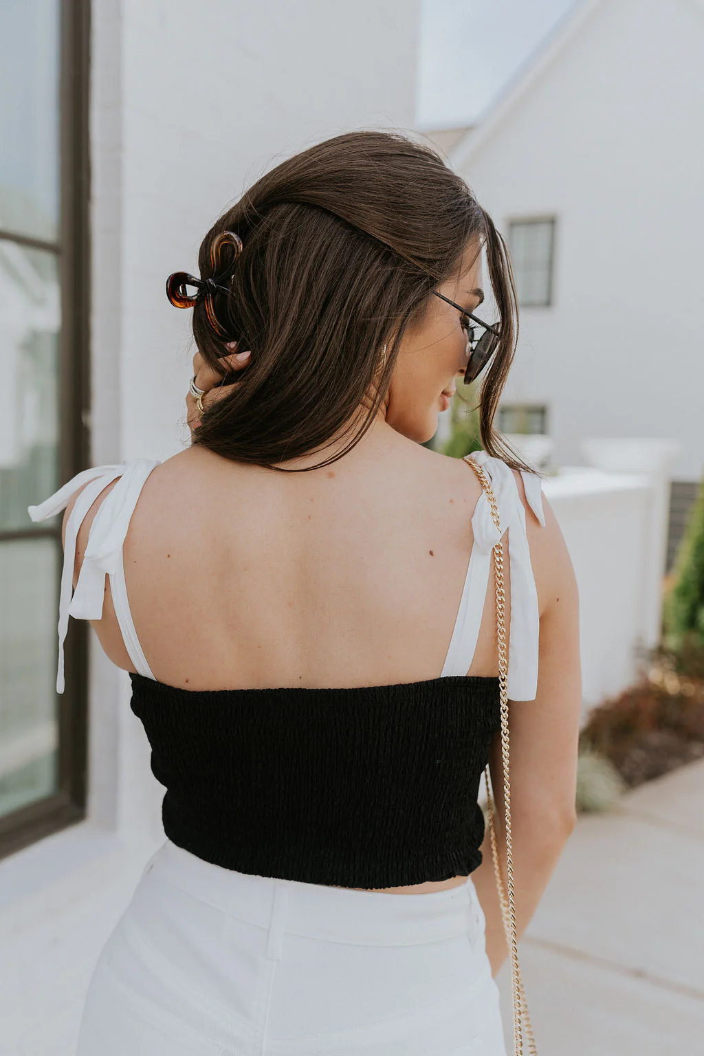 Reese Black & White Cropped Tank Top - Image 5