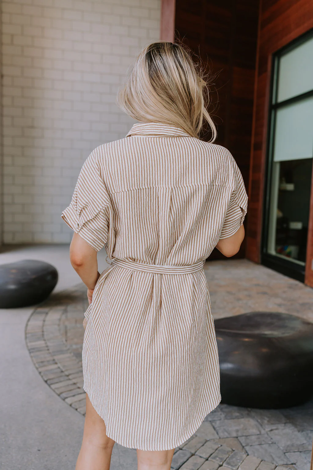 Valentina Taupe & Cream Striped Romper - Image 5