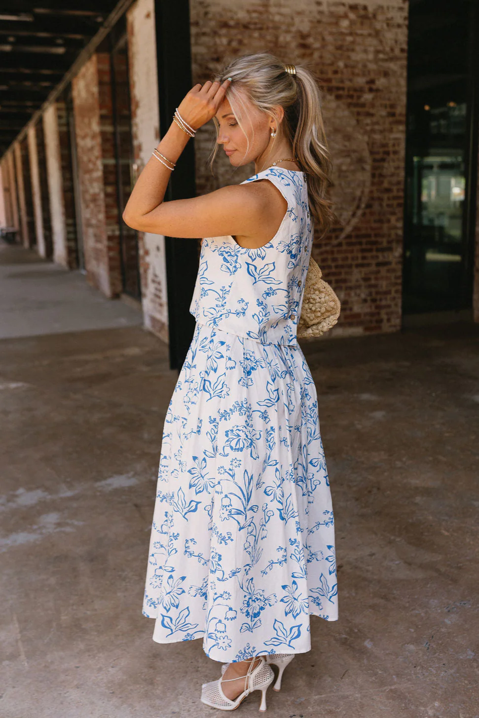 Valeria Cream & Blue Floral Tank - Image 2