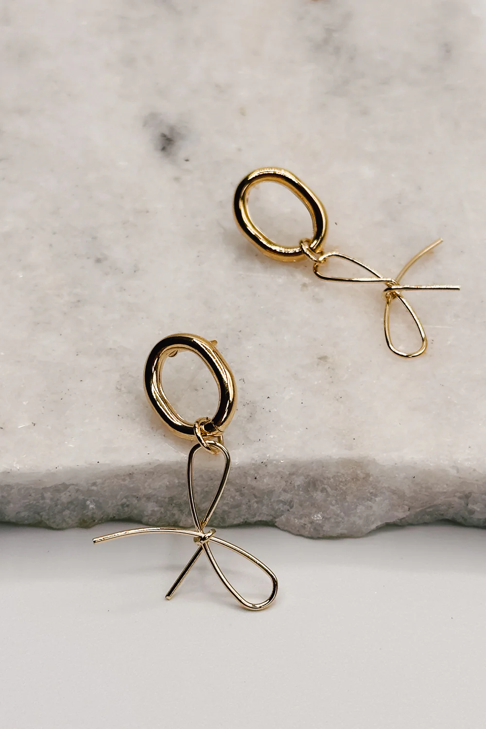 Valeria Gold Dipped Bow Dangle Earring