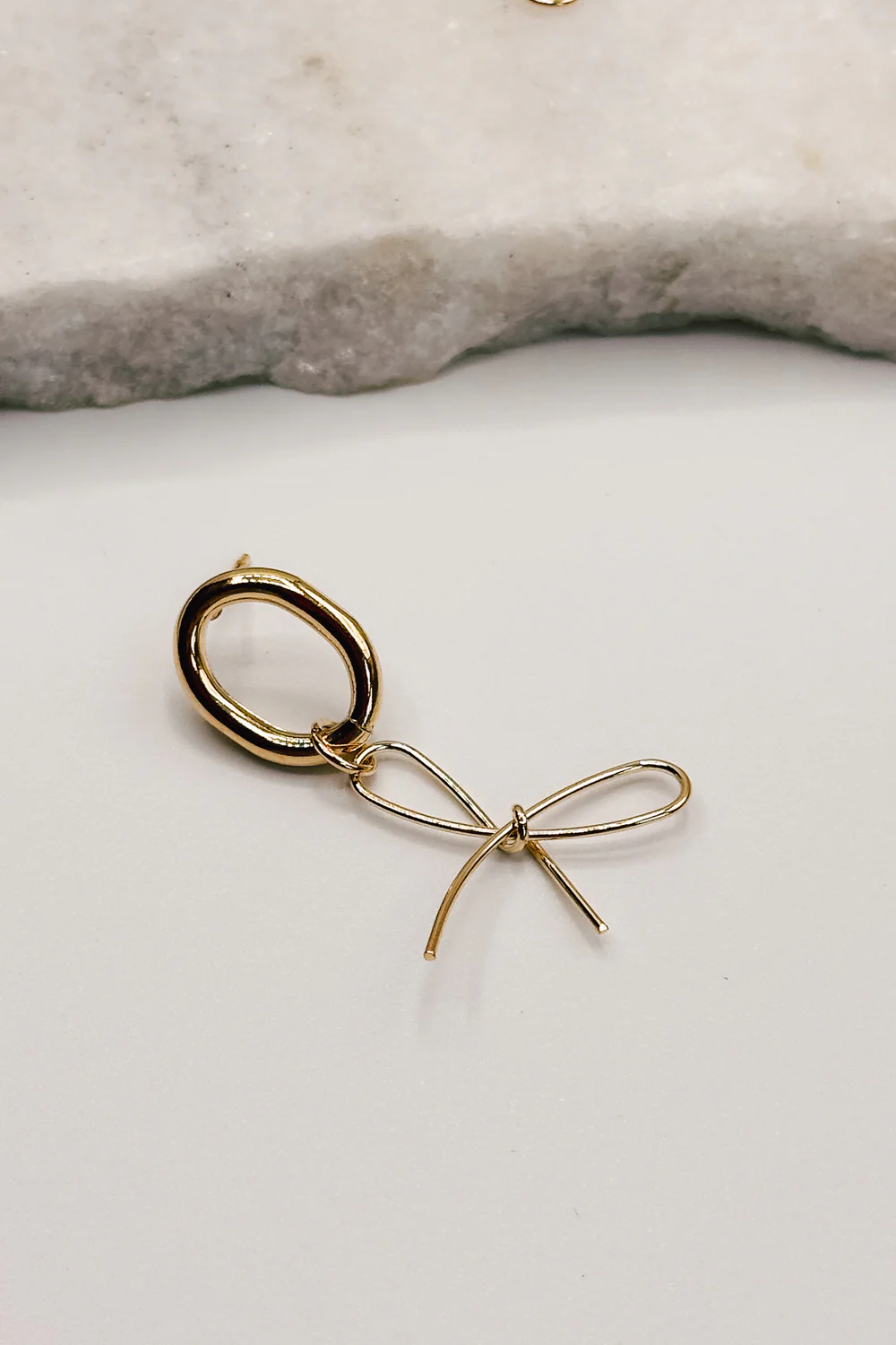 Valeria Gold Dipped Bow Dangle Earring - Image 2