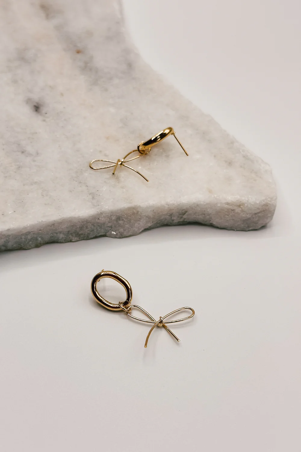 Valeria Gold Dipped Bow Dangle Earring - Image 3