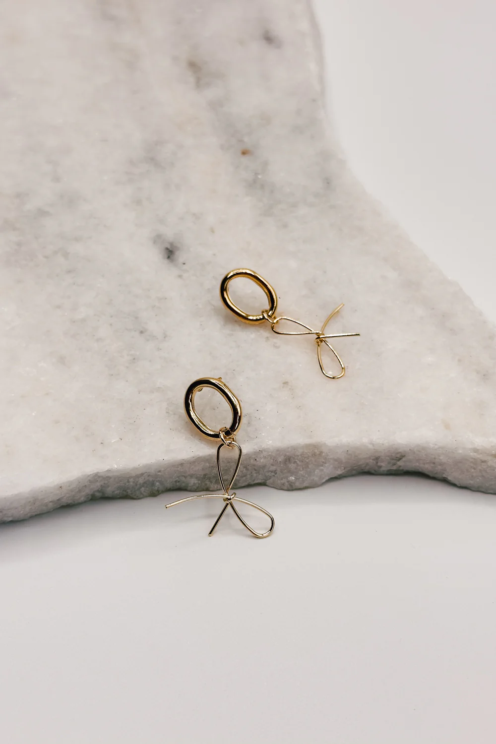 Valeria Gold Dipped Bow Dangle Earring - Image 4