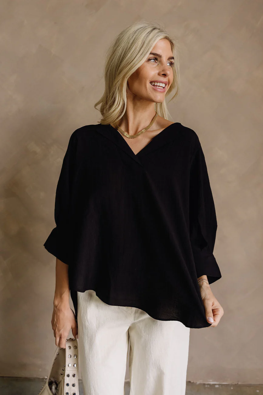 Valerie Black Short Sleeve Top - Image 6
