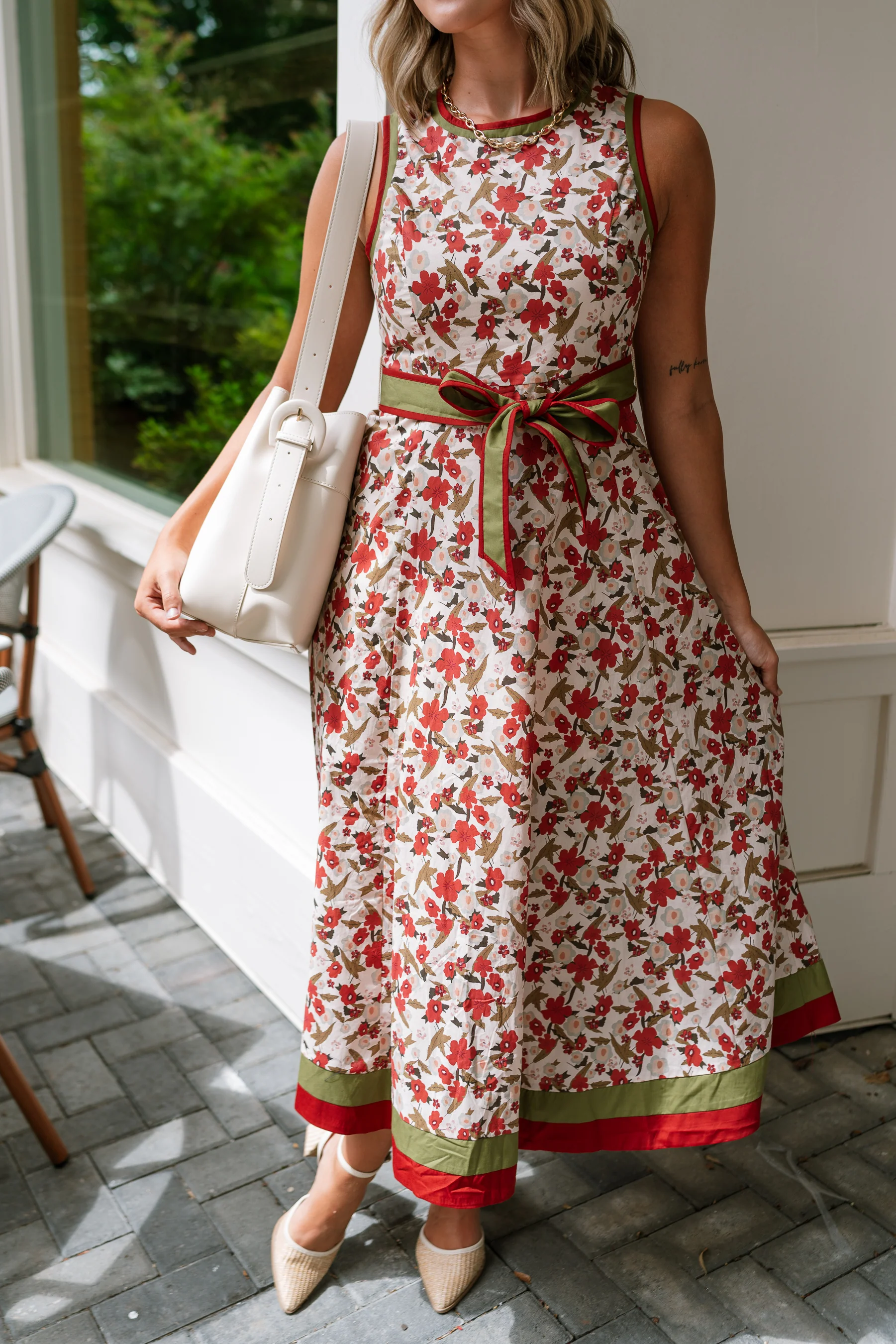 Valerie Olive & Rust Floral Midi Dress - Image 6