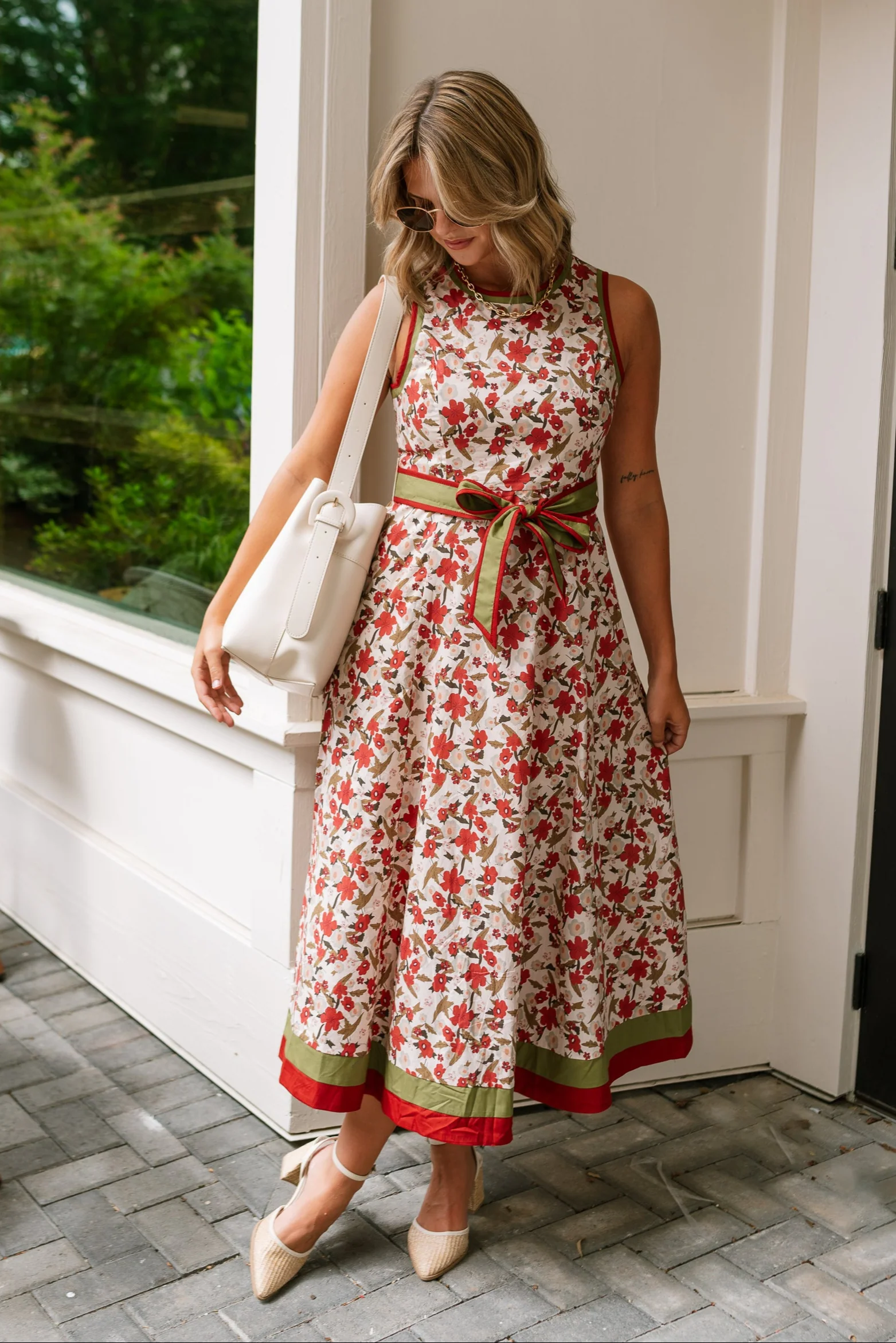 Valerie Olive & Rust Floral Midi Dress - Image 7