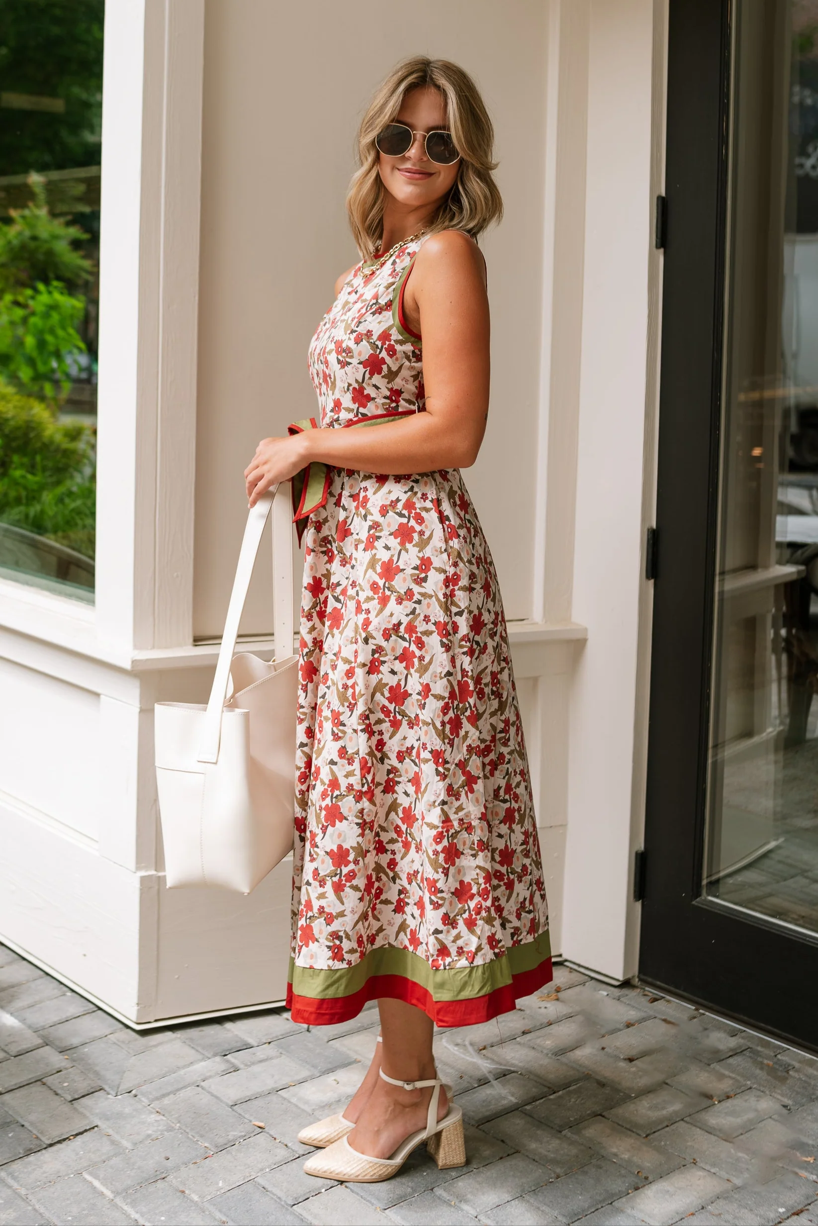 Valerie Olive & Rust Floral Midi Dress - Image 8