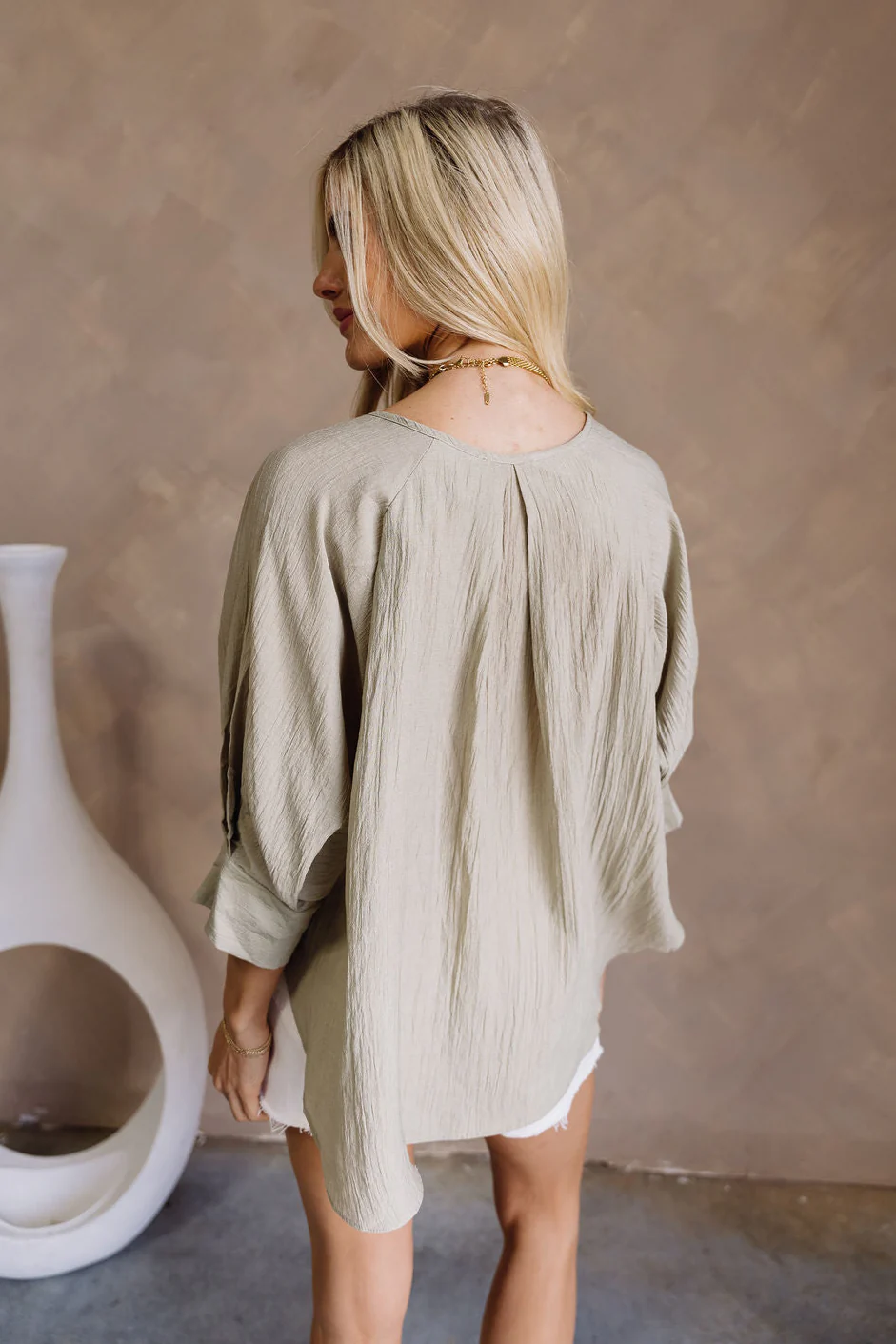 Valerie Olive Sage Short Sleeve Top - Image 10