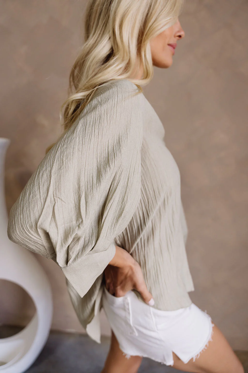 Valerie Olive Sage Short Sleeve Top - Image 3