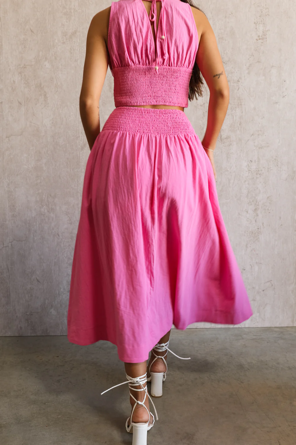 Valery Pink Tiered Midi Skirt - Image 6