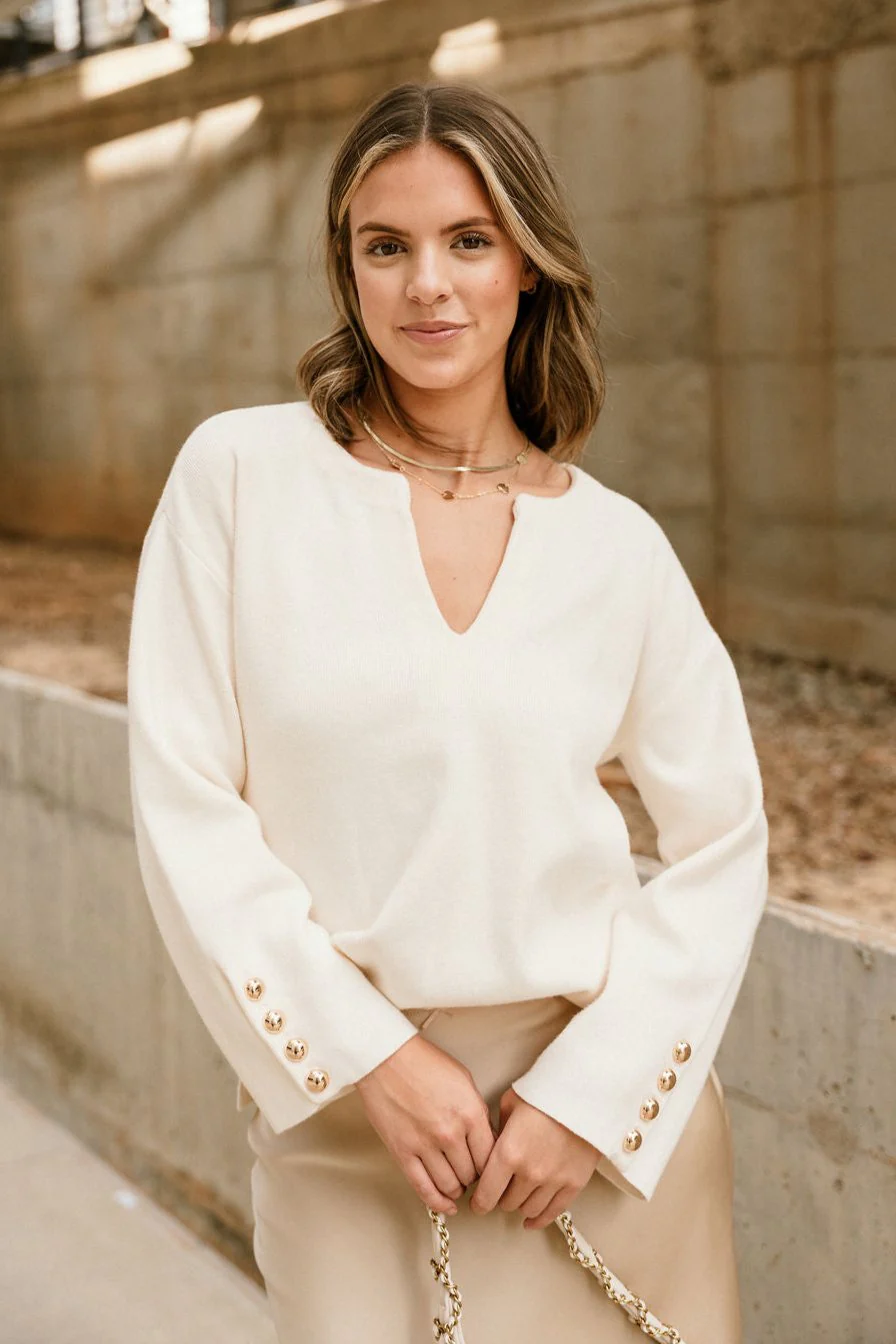 Vanessa Cream Flare Long Sleeve Sweater