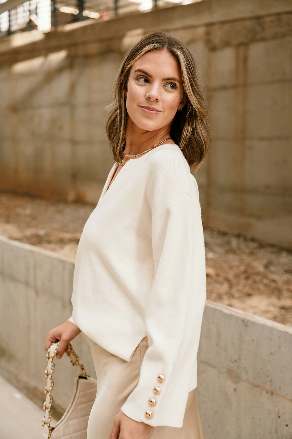 Vanessa Cream Flare Long Sleeve Sweater - Image 4