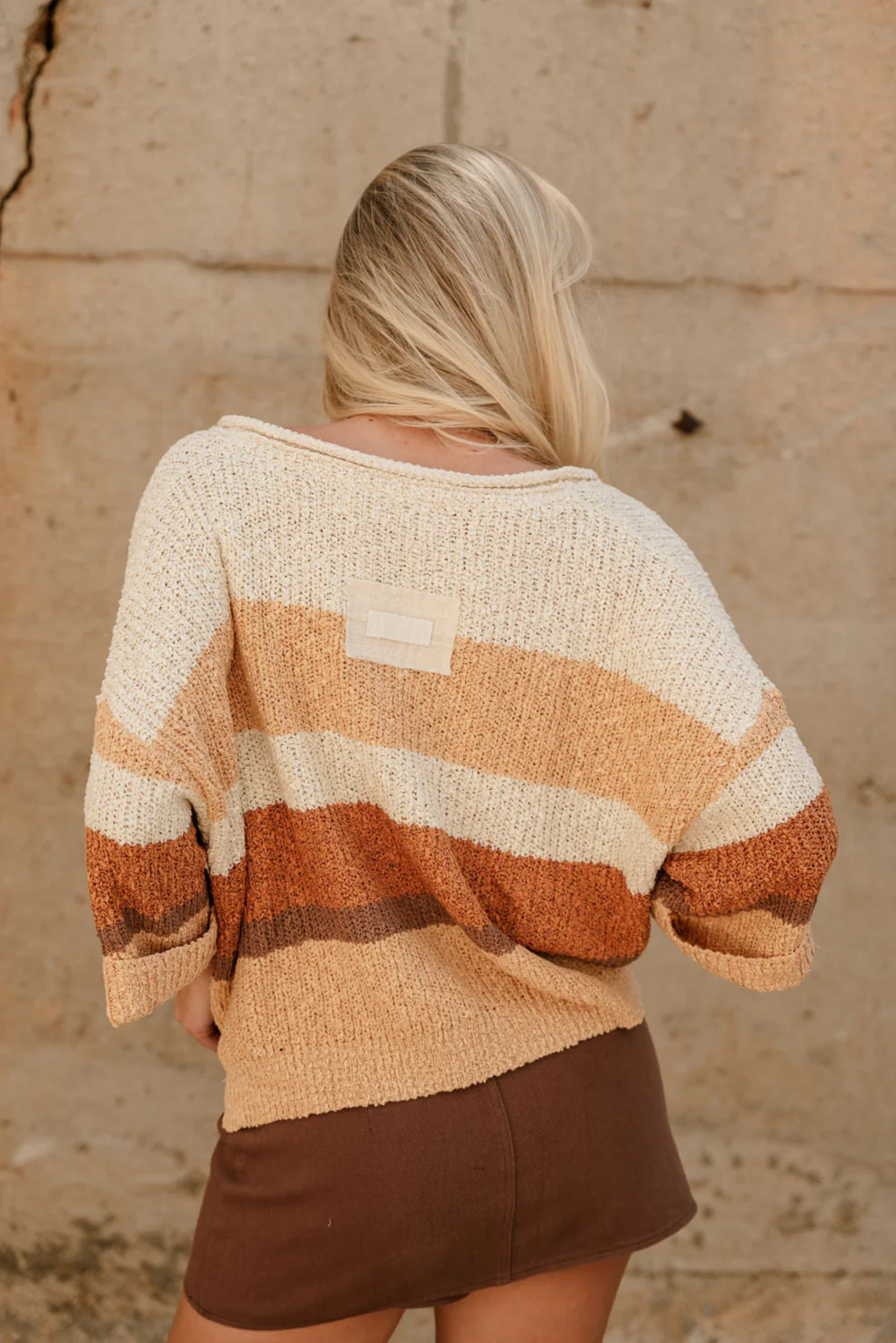 Veda Camel Multi Stripe Knit Sweater - Image 7