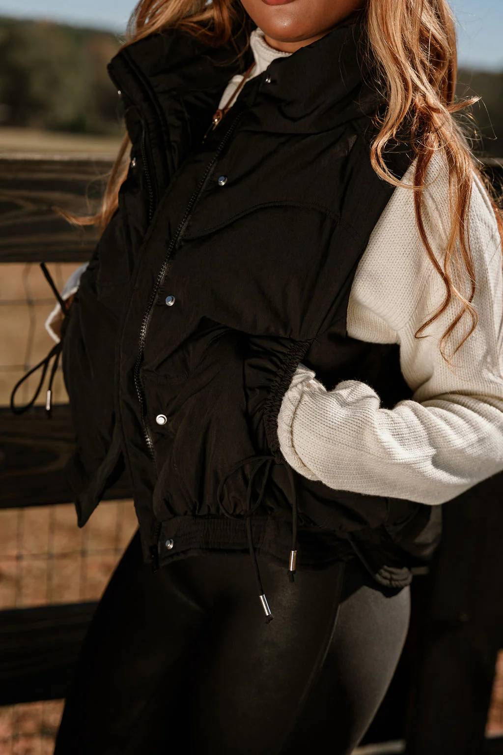 Vera Black Puffer Zip-Up Vest - Image 5