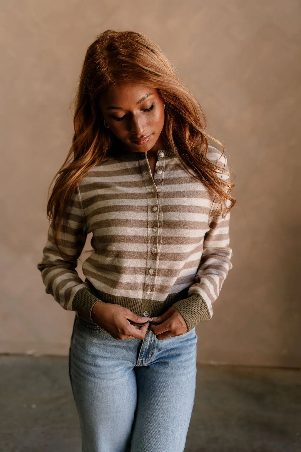 Vera Brown & Beige Stripe Knit Cardigan - Image 8