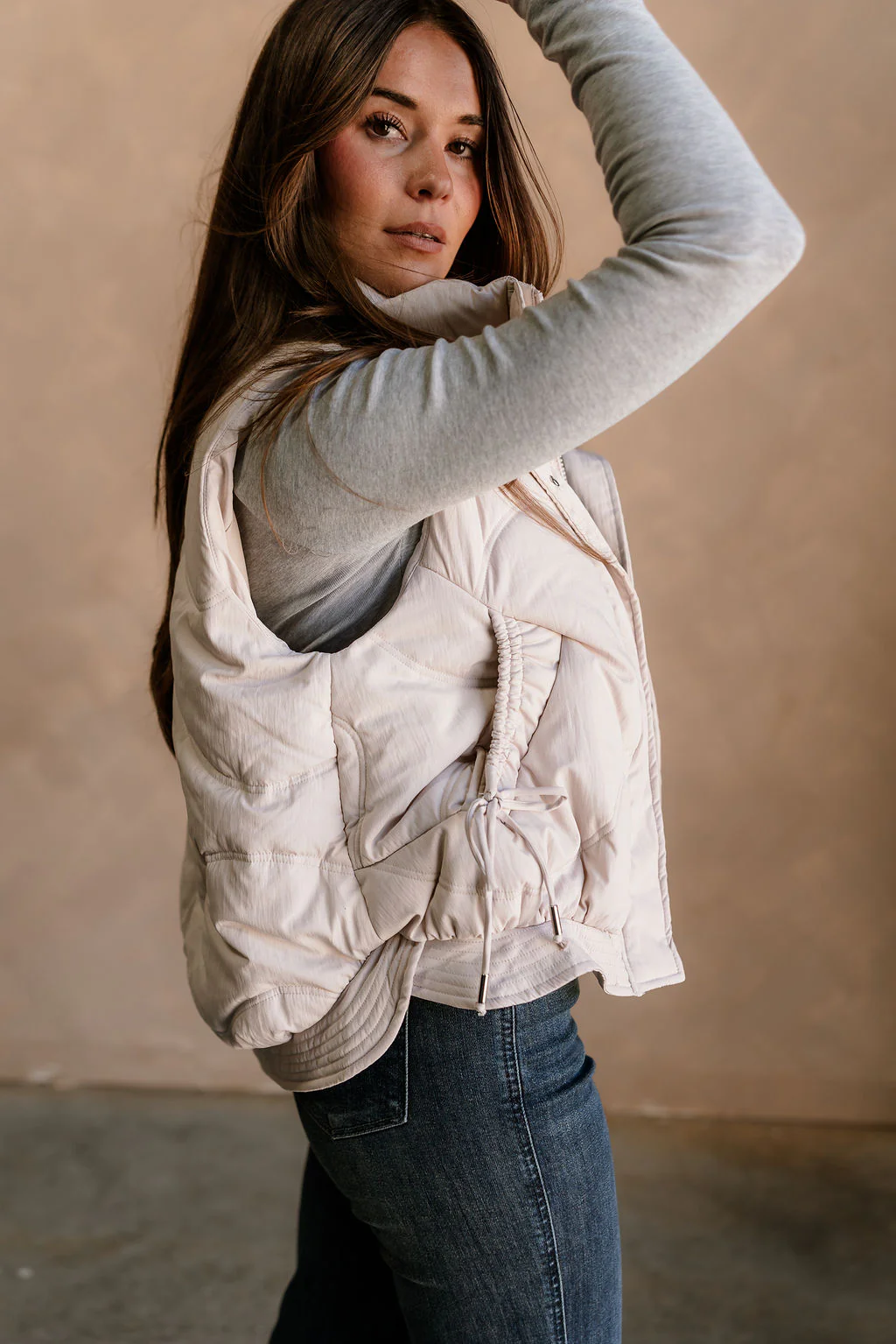 Vera Ecru Puffer Zip-Up Vest - Image 10