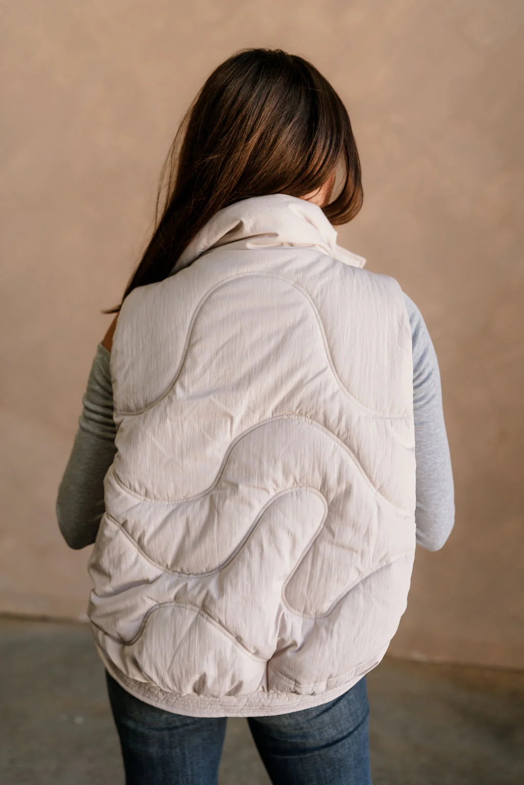 Vera Ecru Puffer Zip-Up Vest - Image 11