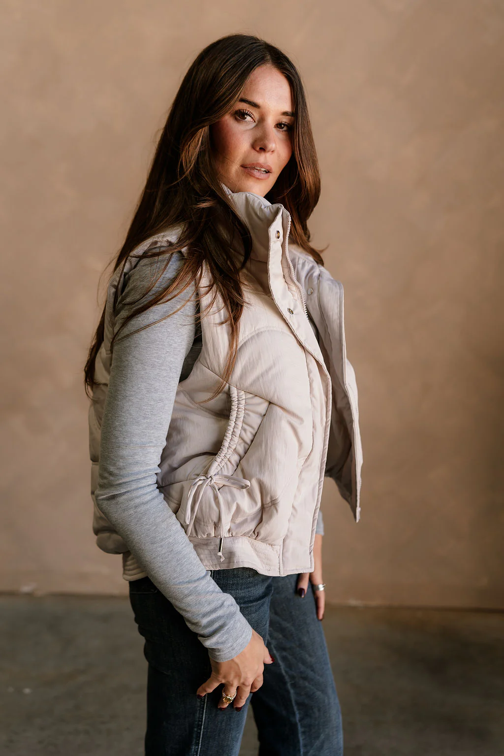 Vera Ecru Puffer Zip-Up Vest - Image 9