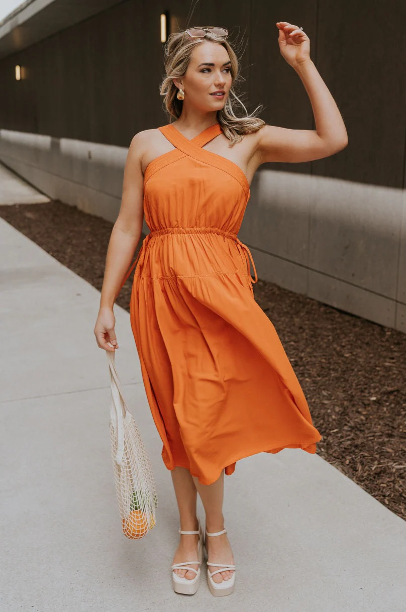 Vera Halter Cross Neckline Midi Dress - Image 10