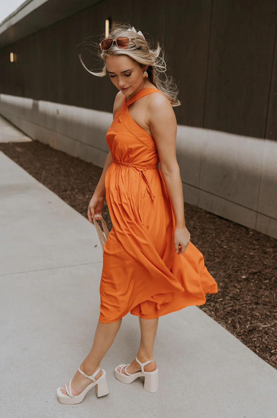 Vera Halter Cross Neckline Midi Dress - Image 12