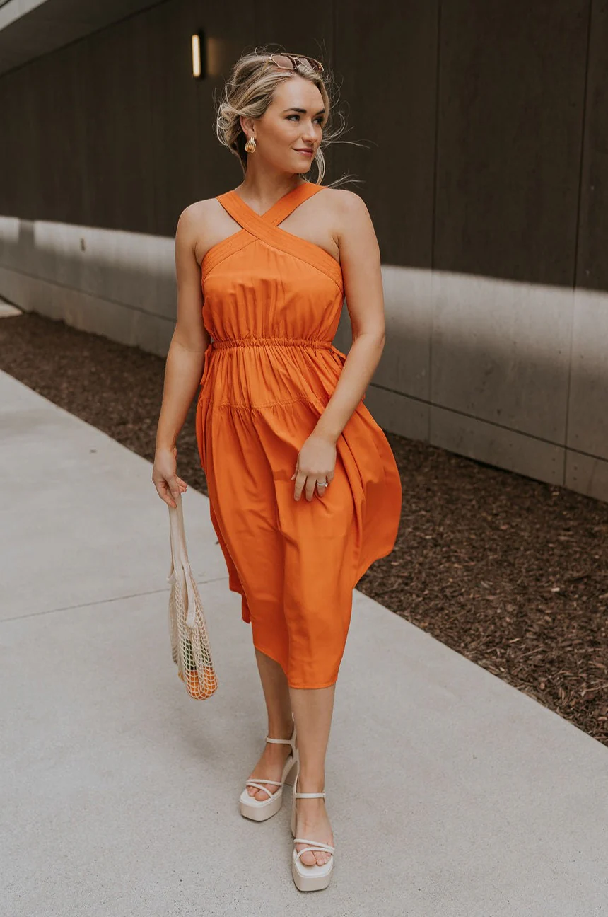 Vera Halter Cross Neckline Midi Dress - Image 14