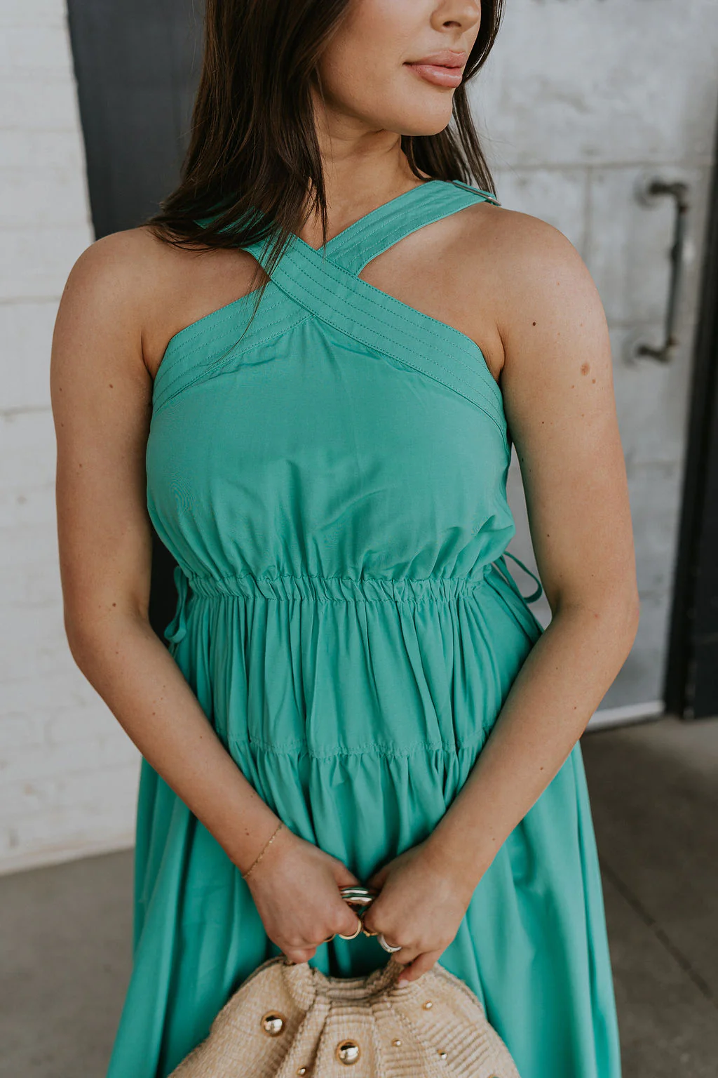 Vera Halter Cross Neckline Midi Dress - Image 4