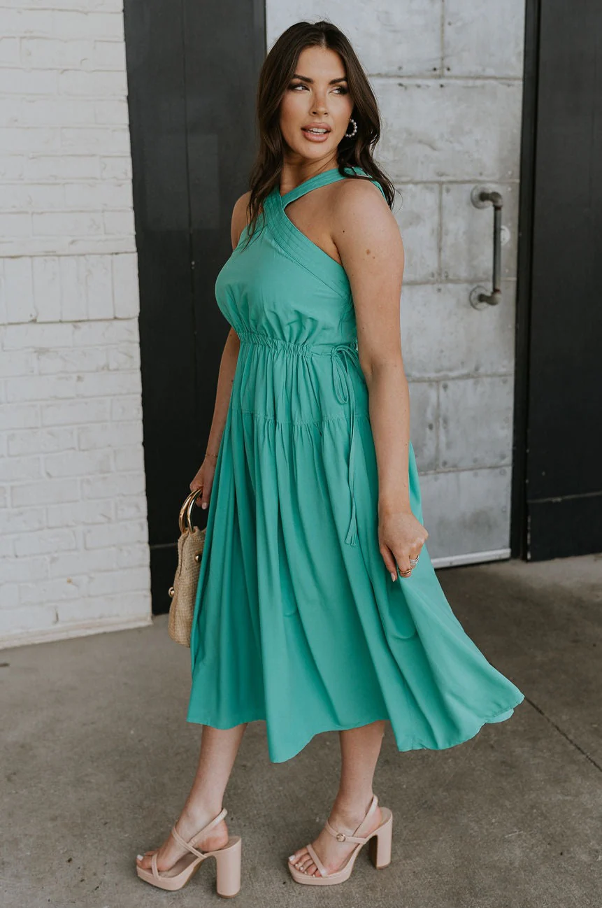 Vera Halter Cross Neckline Midi Dress - Image 7
