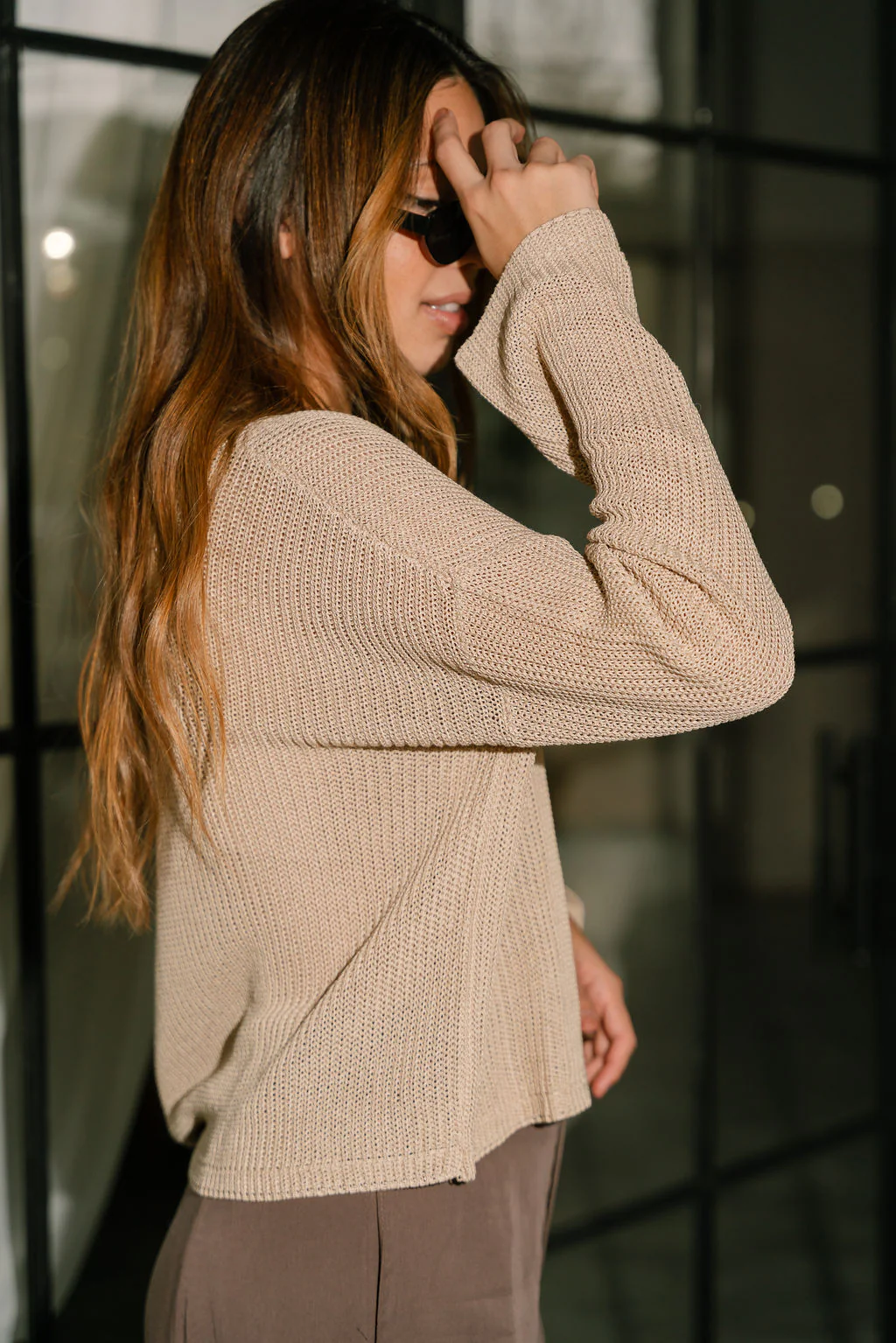 Vera Light Taupe Pocket Sweater - Image 3