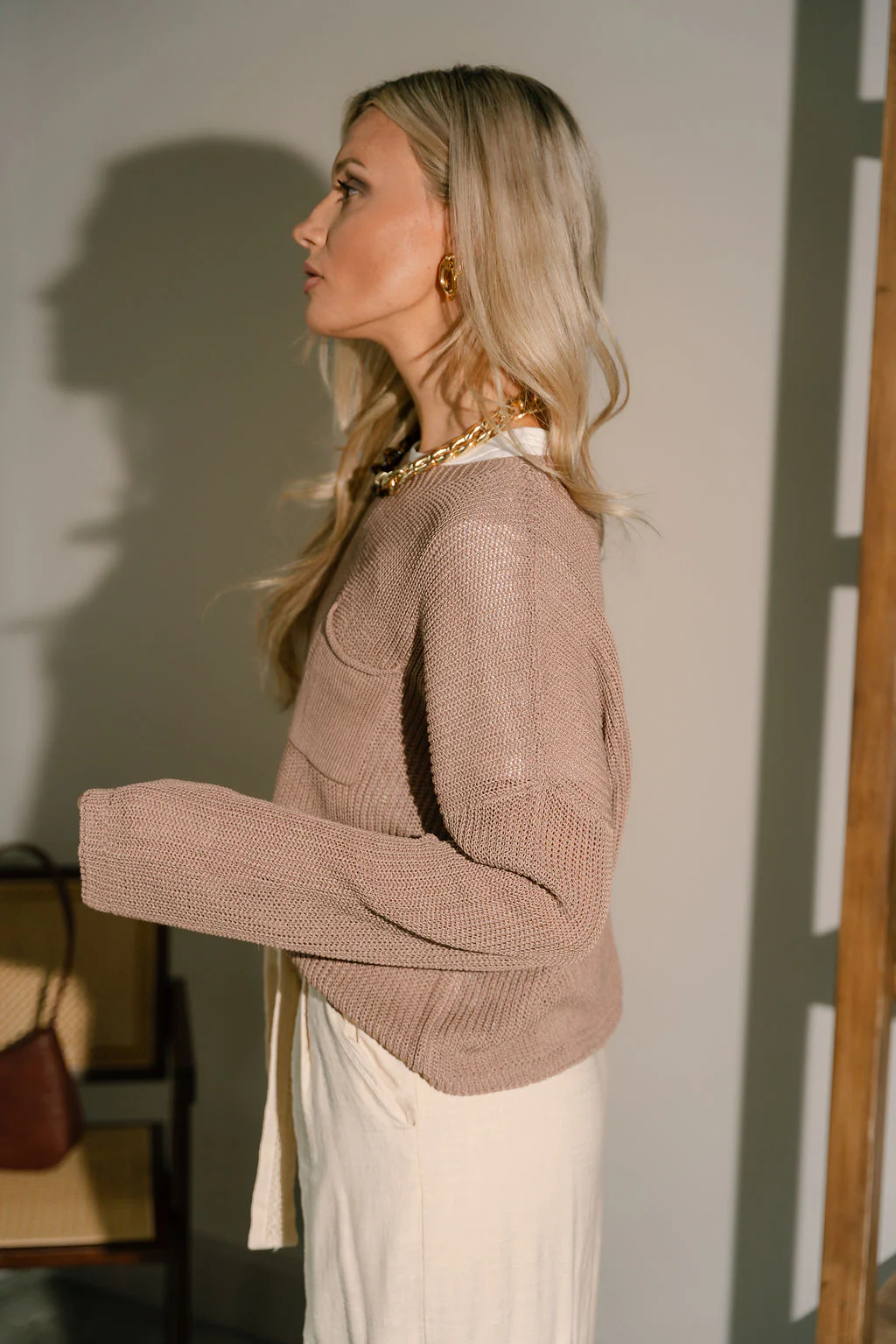 Vera Mocha Brown Pocket Sweater - Image 7